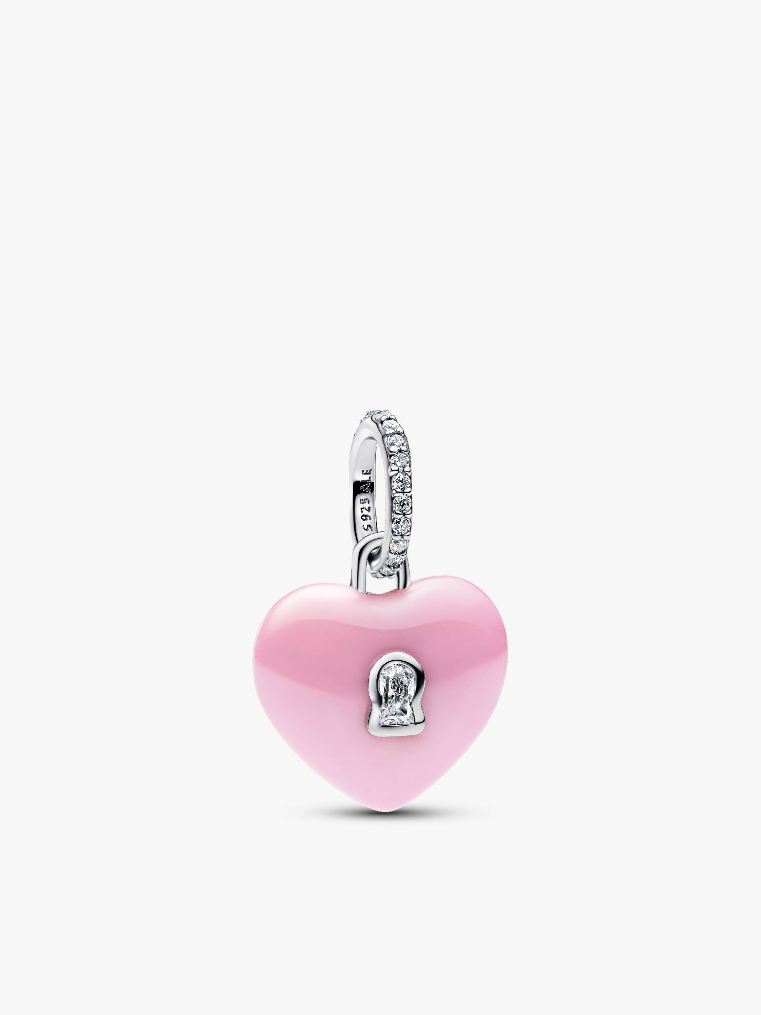 Charm colgante Candado corazón de ceramica rosa