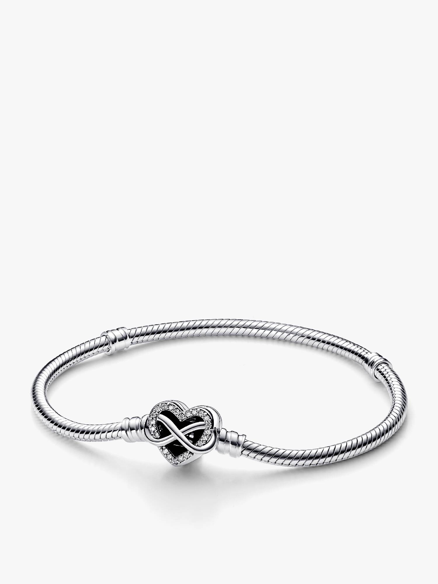 Brazalete cadena de serpiente con broche Corazón infinito centelleante
