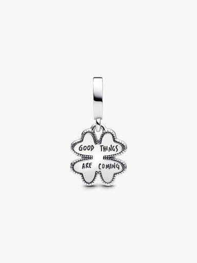 Charm Colgante Giratorio Trébol de Cuatro Hojas con Diamante Cultivado en Laboratorio