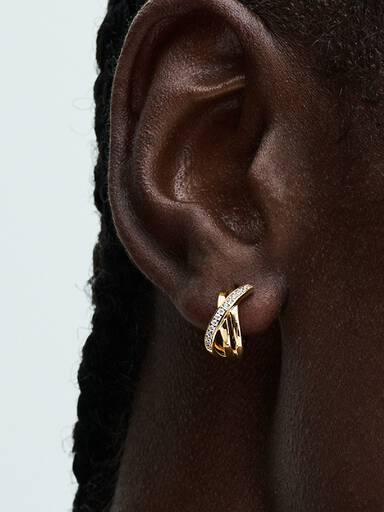 Aretes de aro Pavé Cruzado