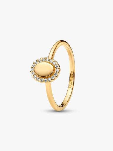Anillo Halo Ovalado Grabable