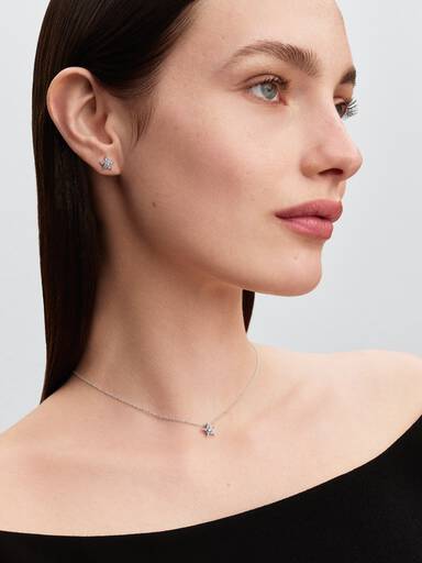 Aretes de botón Estrella Brillante