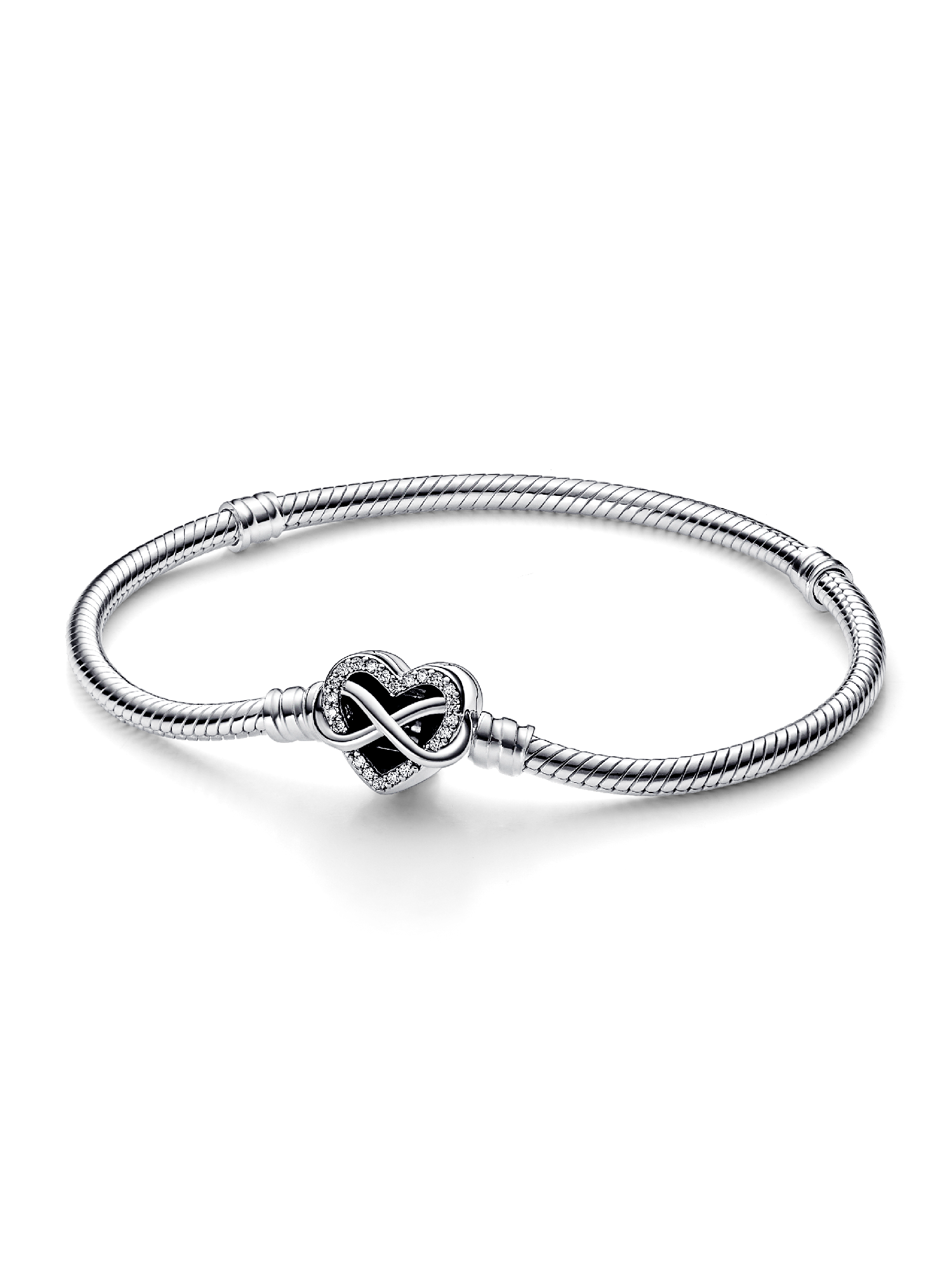 Brazalete cadena de serpiente con broche Corazón infinito centelleante