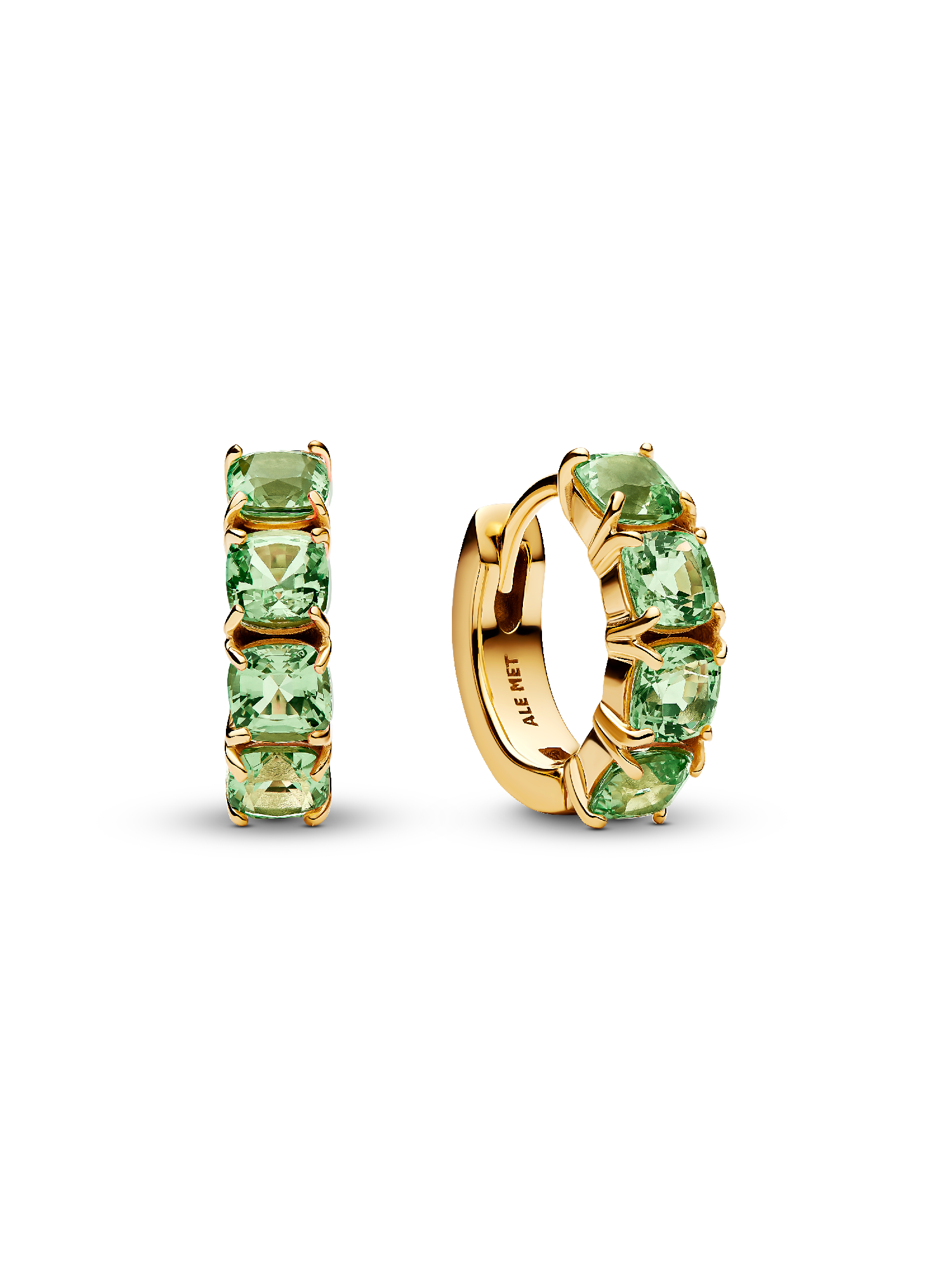 Aretes de aro verdes