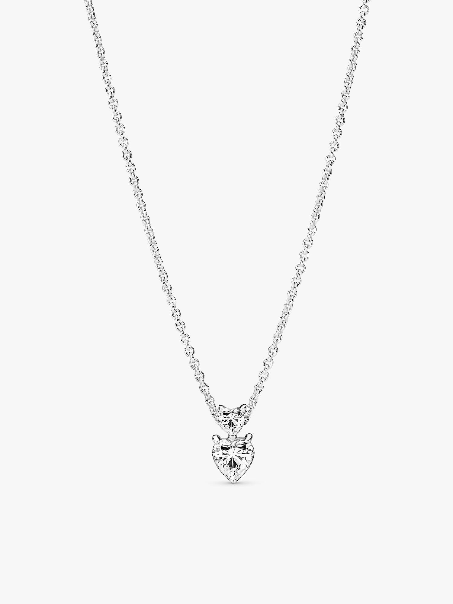 Collar collier con pendiente de corazón doble reluciente
