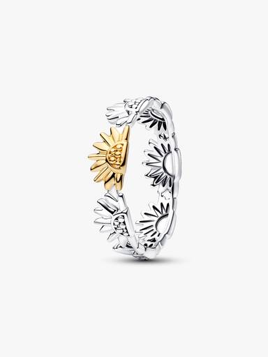 Anillo Girasol en banda de dos tonos