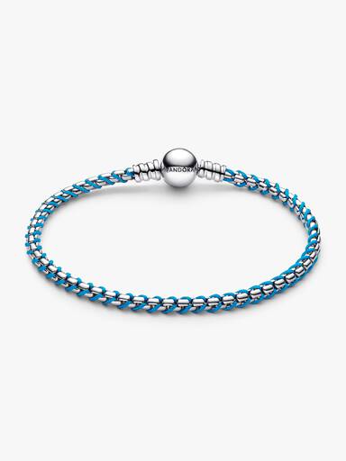 Brazalete de cadena tipo caja con cordón azul