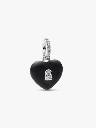 Charm Colgante Candado de Corazón de Cerámica Negro Mate