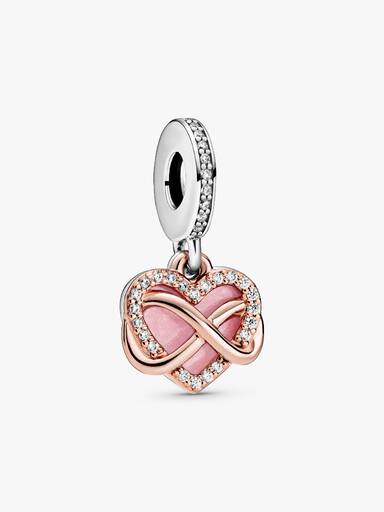 Charm colgante Corazón con Infinito resplandeciente