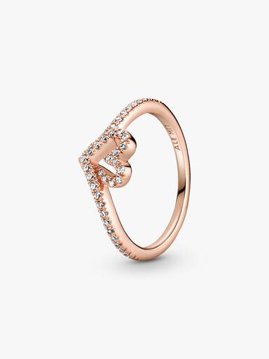 Anillo Hueso de los deseos con corazón reluciente