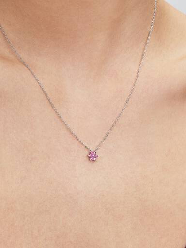Collar con Colgante Flor Rosada resplandeciente