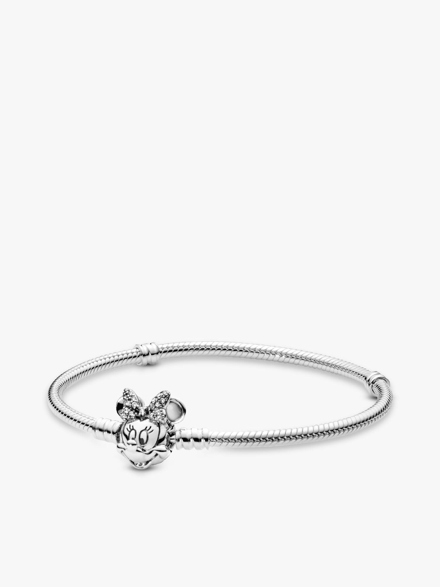 Brazalete de cadena de serpiente Pandora Moments con broche de Minnie Mouse en pavé