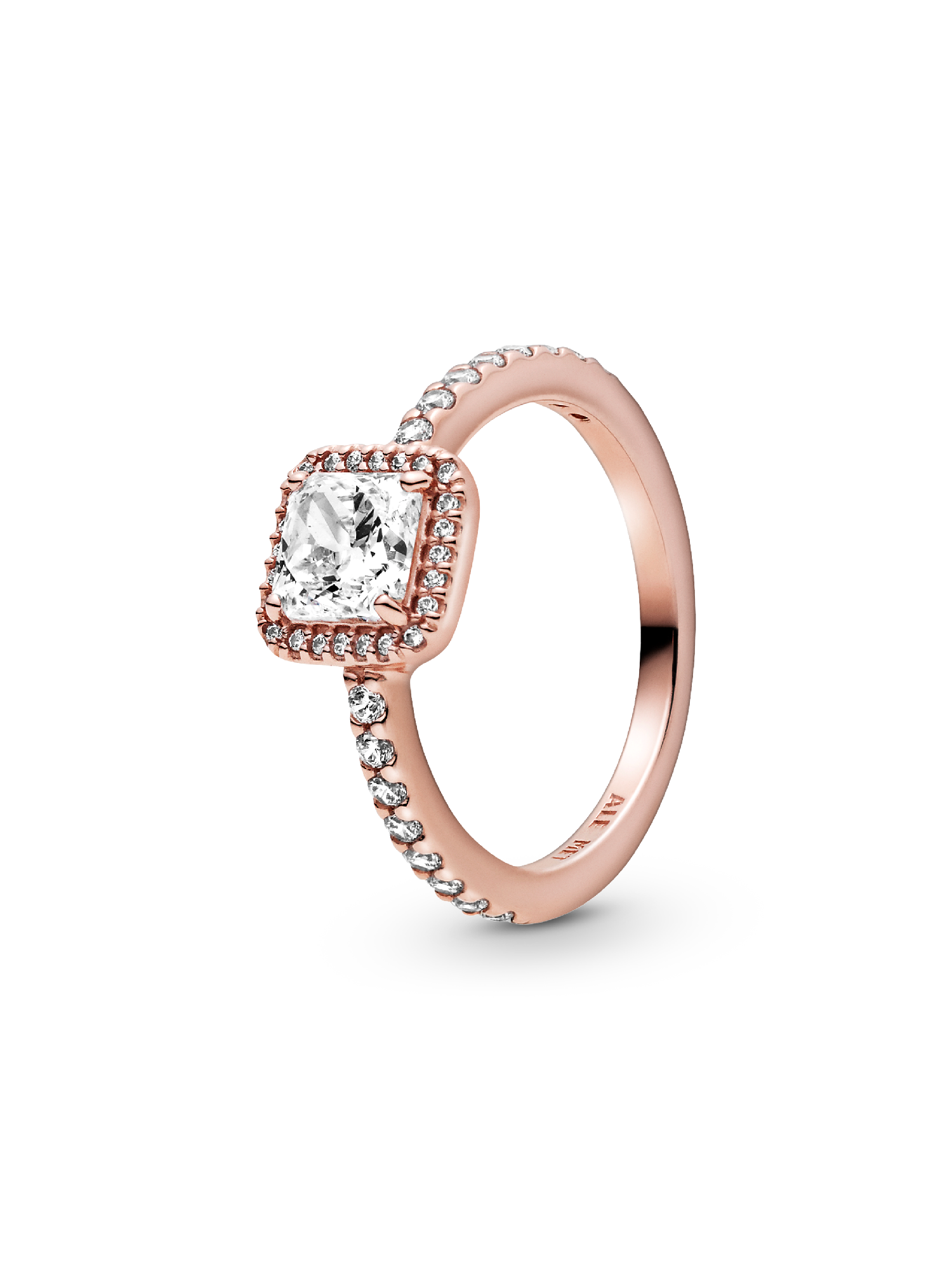 Anillo cuadrado con halo brillante