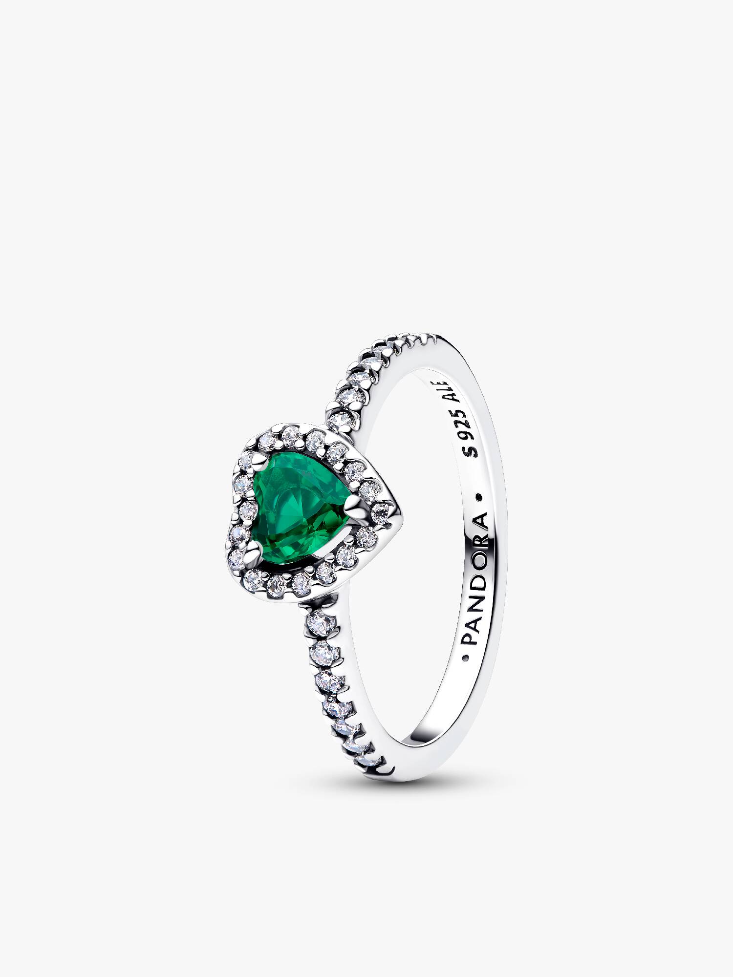 Anillo Corazón elevado verde real
