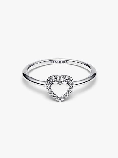 Anillo Halo y Corazón Grabable Plateado