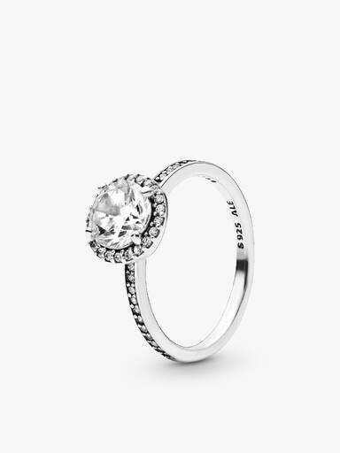 Set de anillos con halo redondo Elegancia verdadera