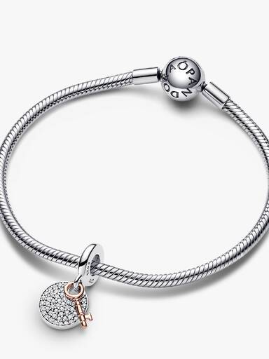 Charm Colgante Doble Llave de la Felicidad en Dos Tonos