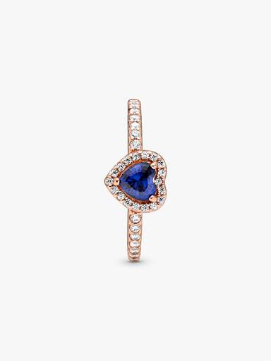 Anillo Corazón elevado azul reluciente