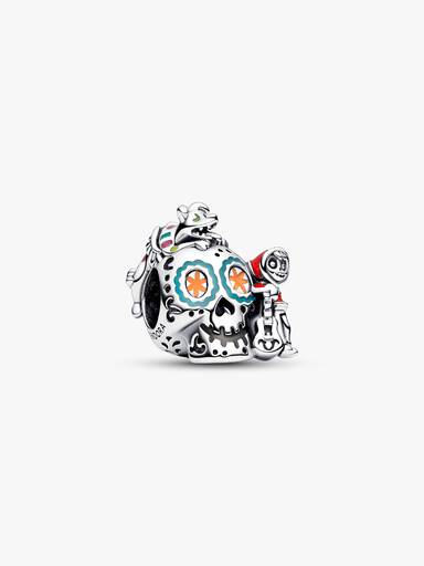 Charm Calavera que brilla en la oscuridad con Miguel y Dante de Coco de Disney Pixar