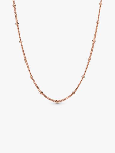 14k Rose gold-plated beaded necklace
