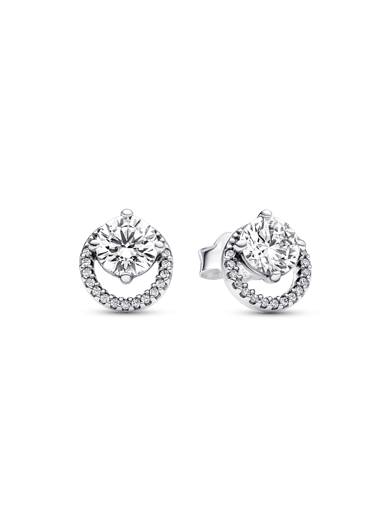 Aretes de botón Halo Redondo Brillante