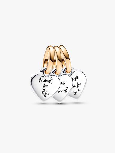 Charm Colgante Triple Divisible de Amistad, en Dos Tonos