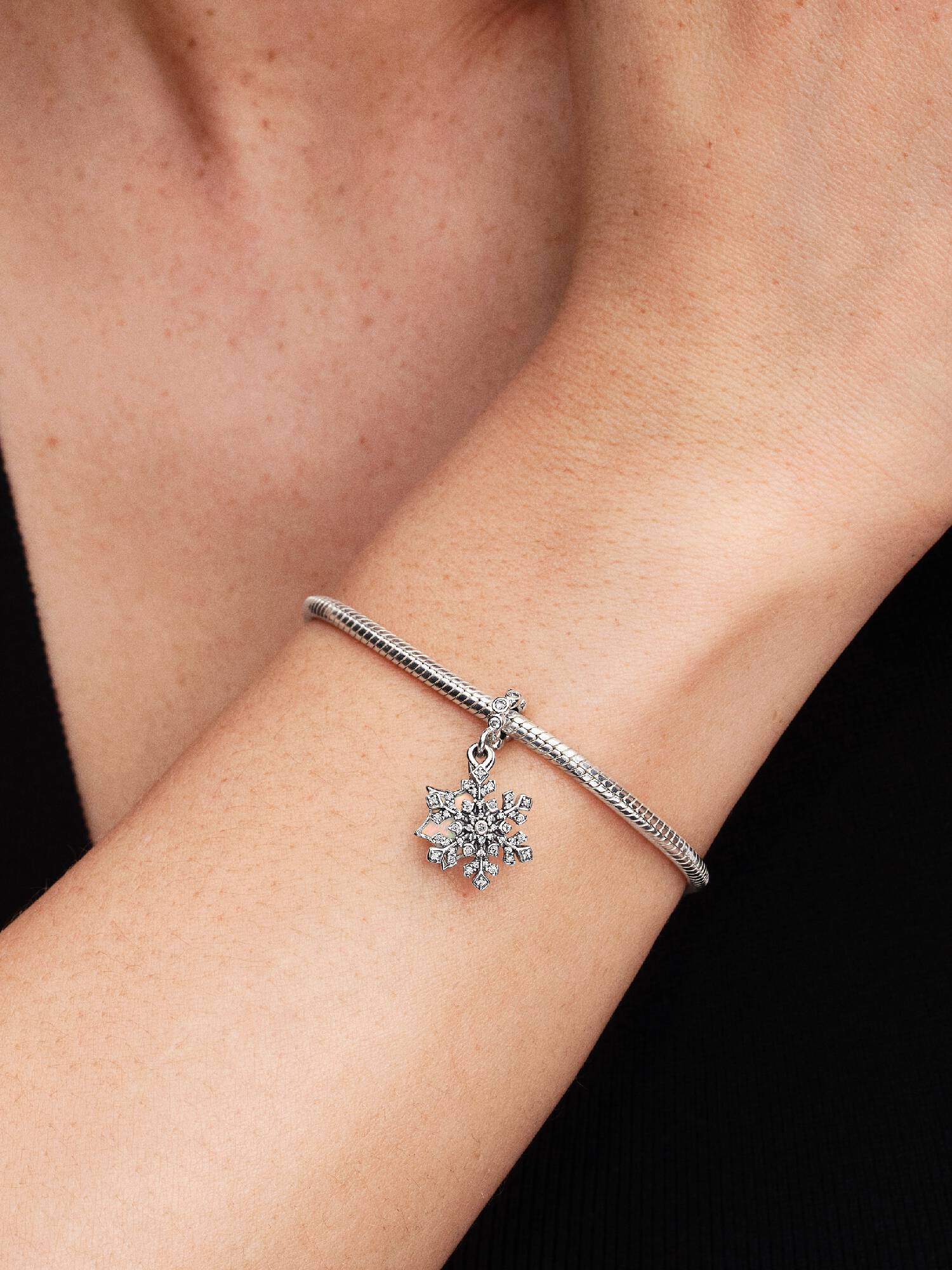 Charm colgante doble Copo de nieve opalescente