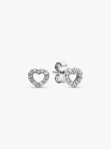 Aretes de botón Corazón abierto
