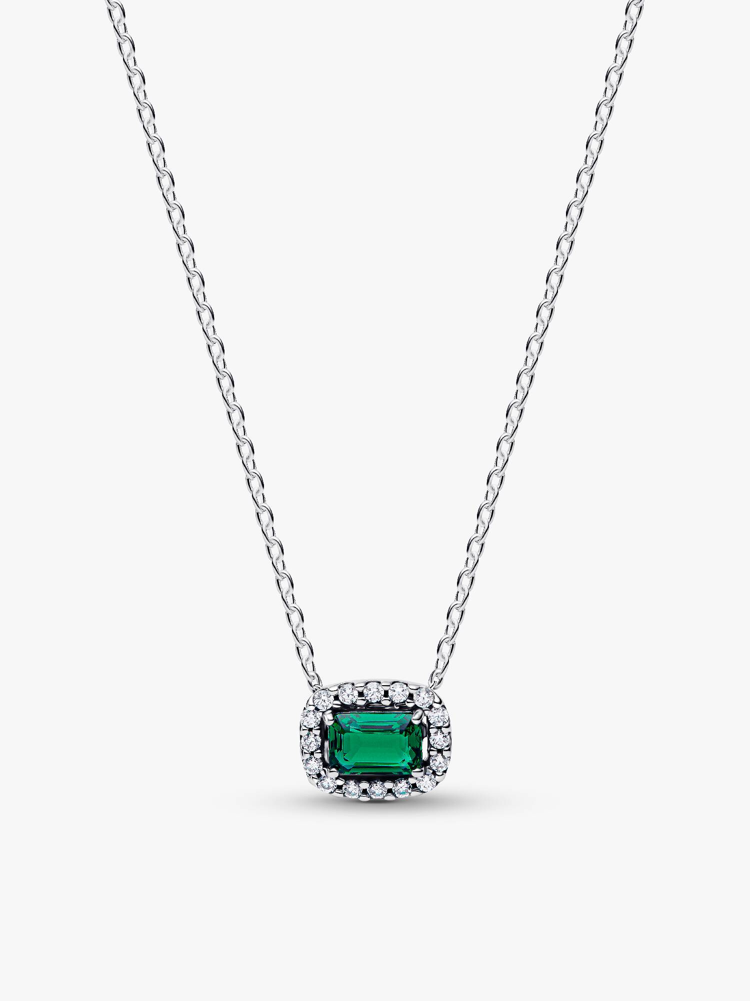 Collar con pendiente Halo verde brillante rectangular