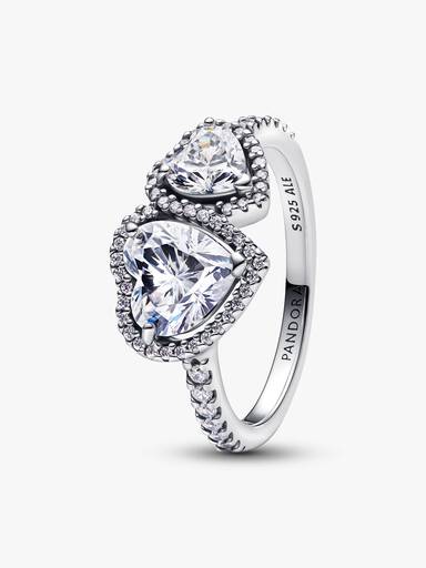Anillo Corazones con Halo Brillante