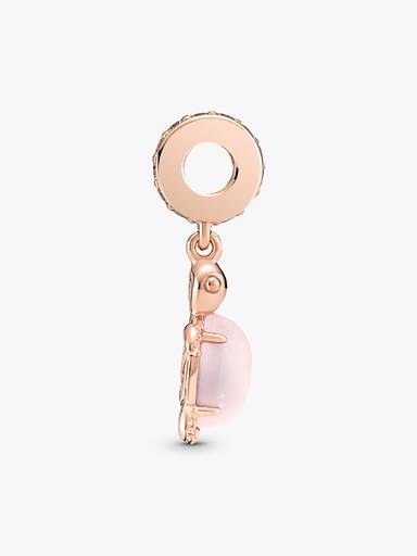 Charm colgante Tortuga de mar rosa de cristal Murano Recubrimiento en Oro Rosa 14k