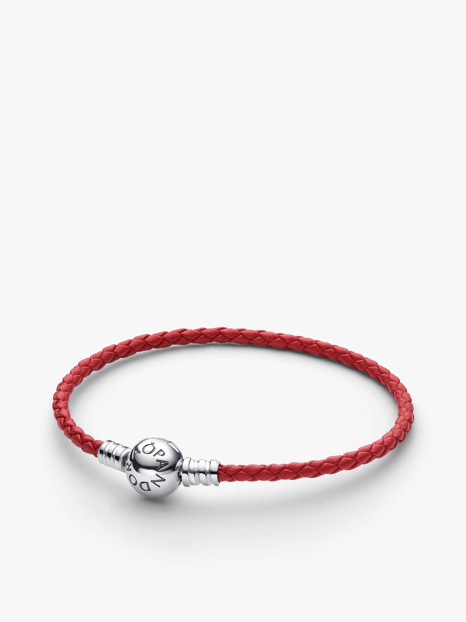 Brazalete de cuero trenzado rojo