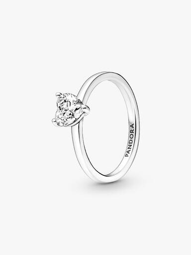 Anillo solitario Corazón resplandeciente