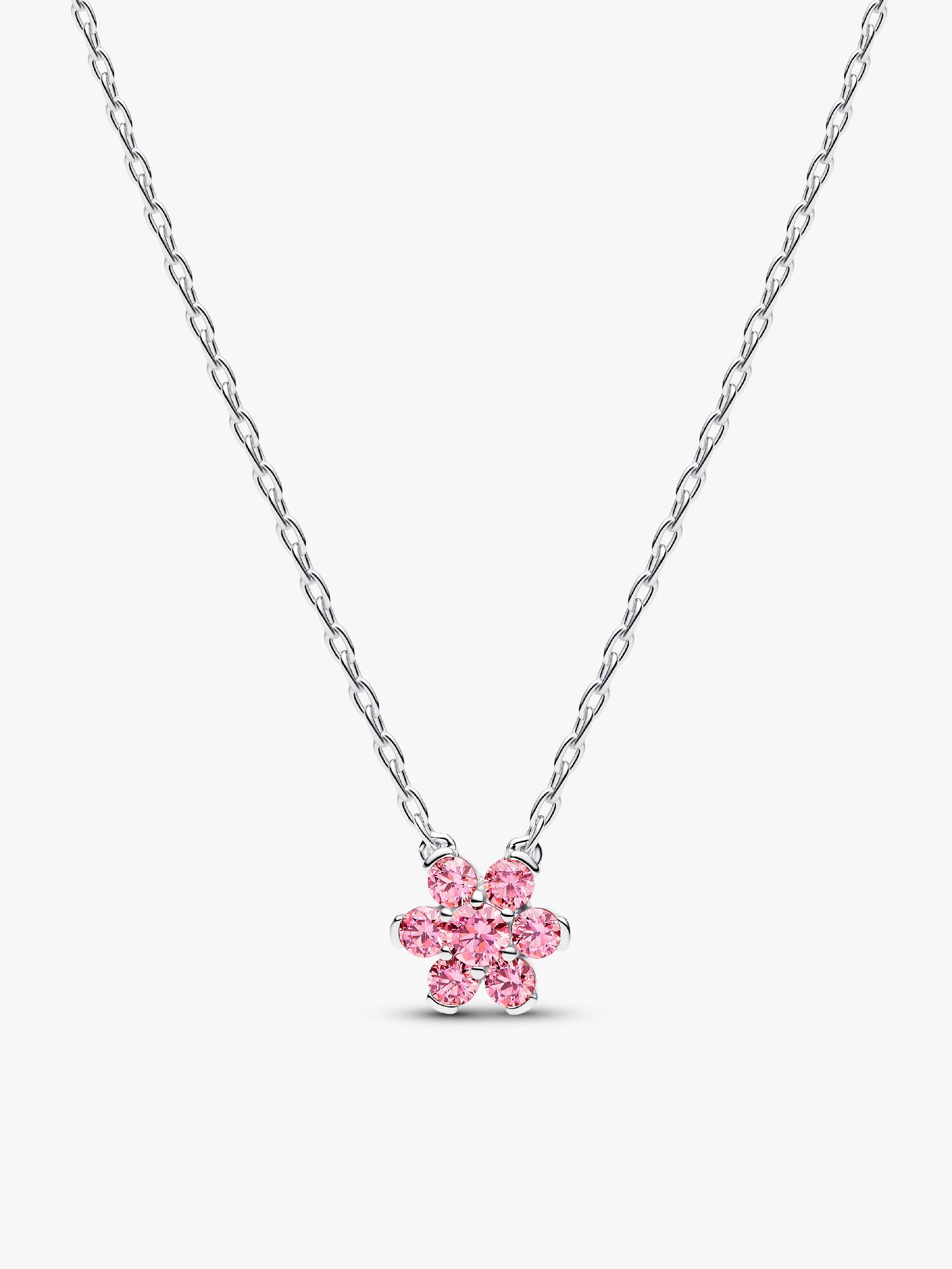 Collar con Colgante Flor Rosada resplandeciente