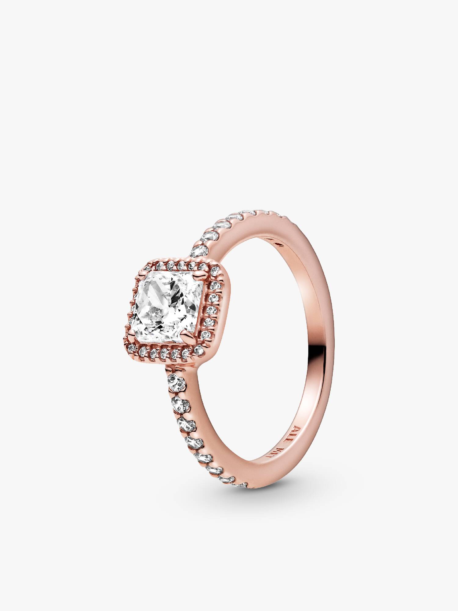Anillo cuadrado con halo brillante
