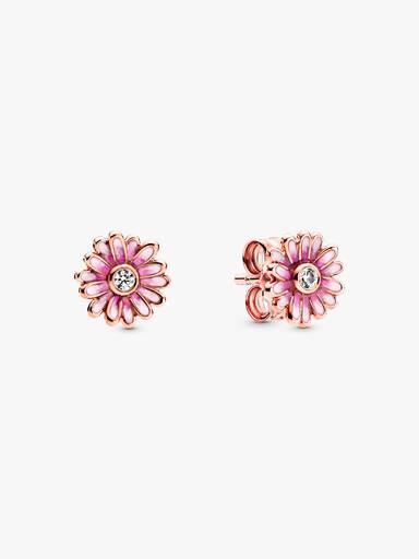 Aretes de botón Margarita rosa