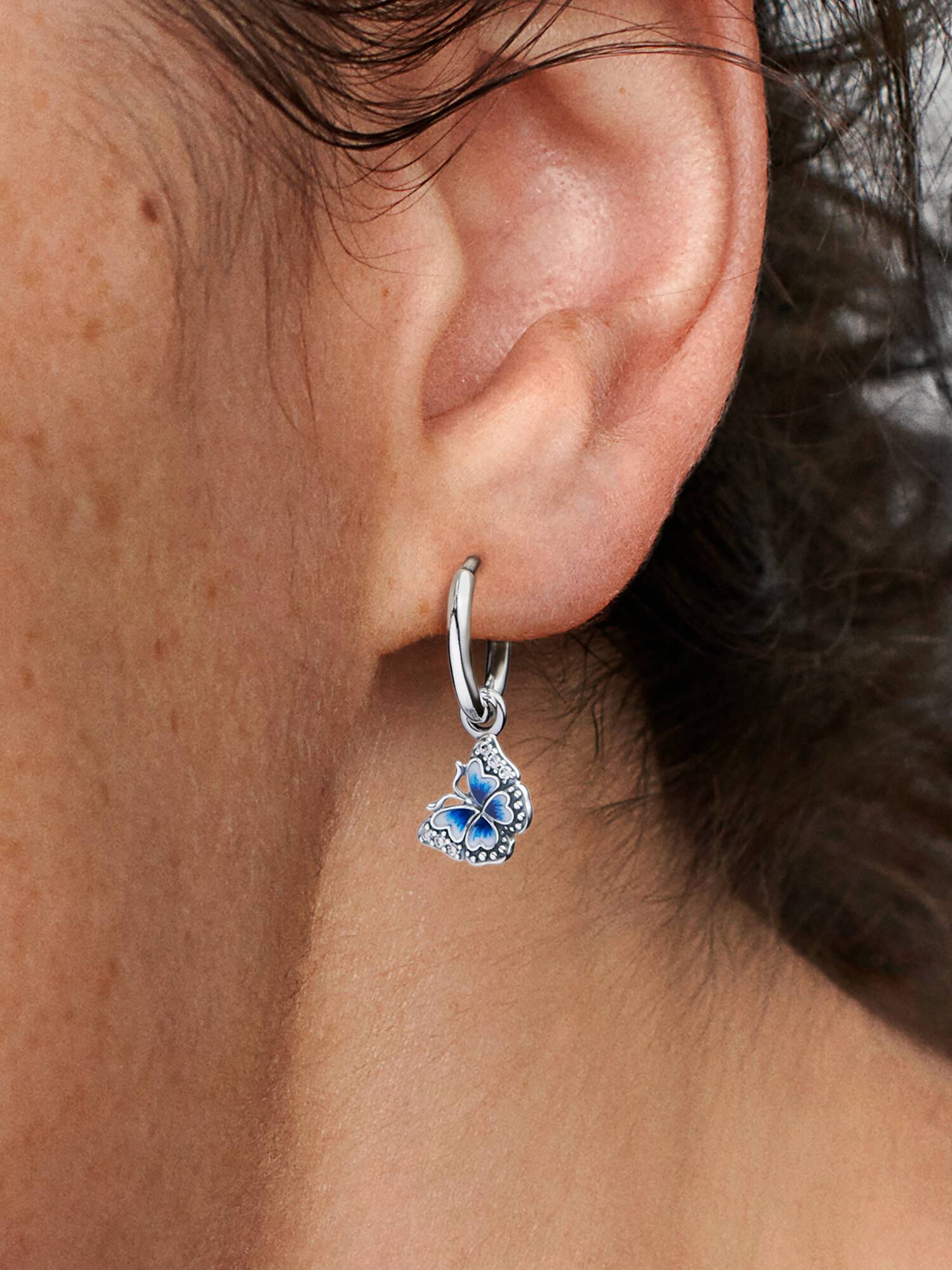 Aretes de aro Mariposa azul
