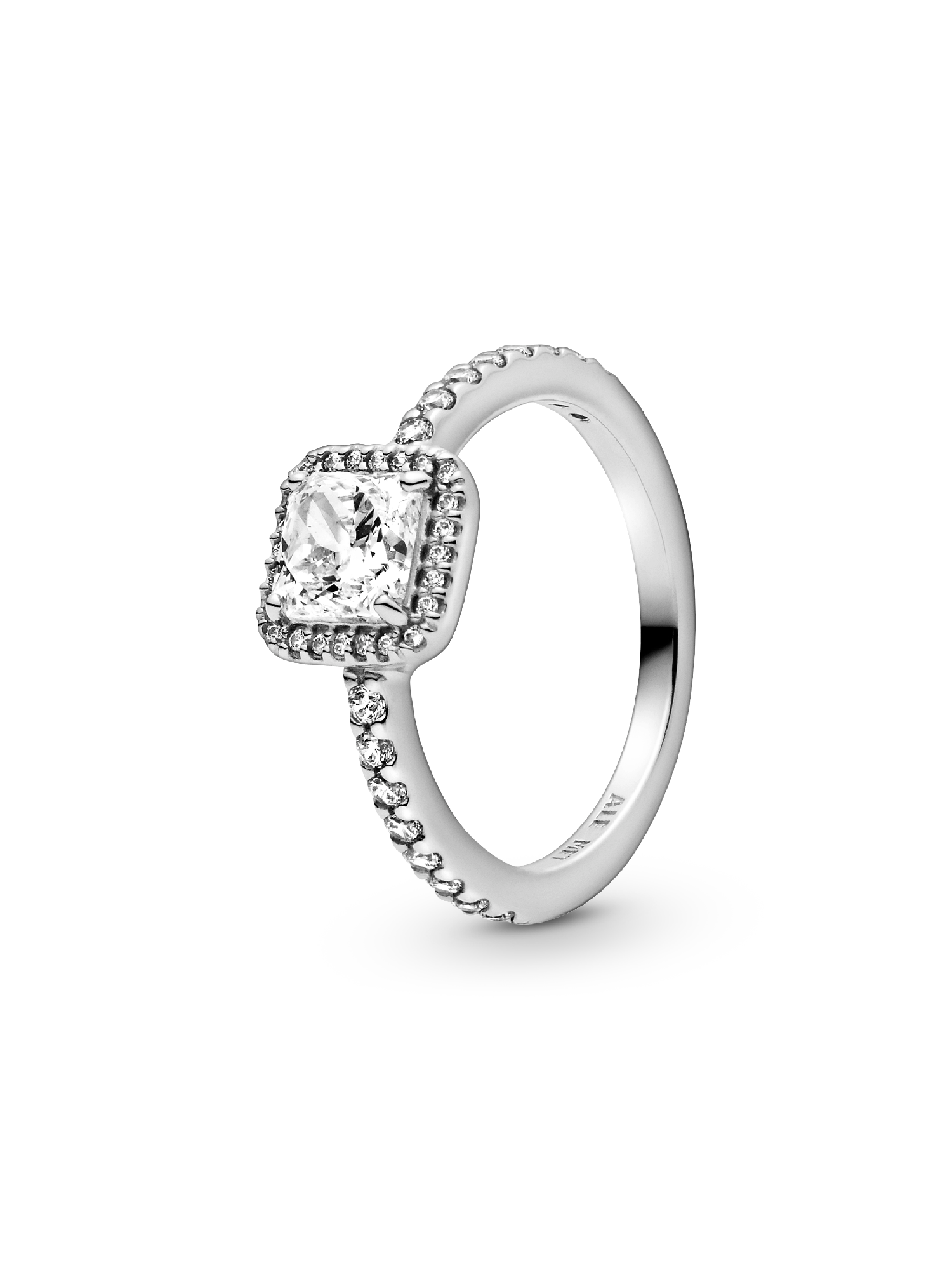 Anillo cuadrado con halo brillante