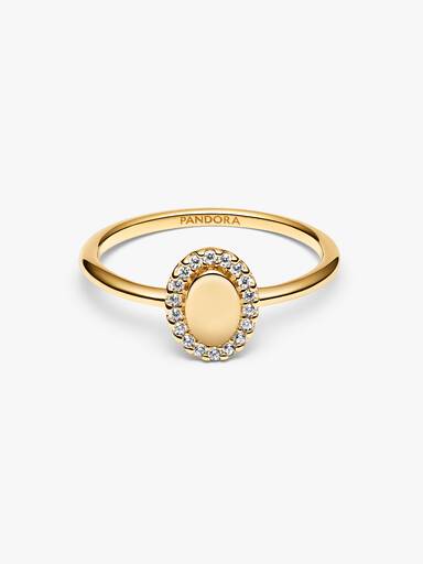 Anillo Halo Ovalado Grabable