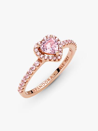 Anillo corazón elevado reluciente