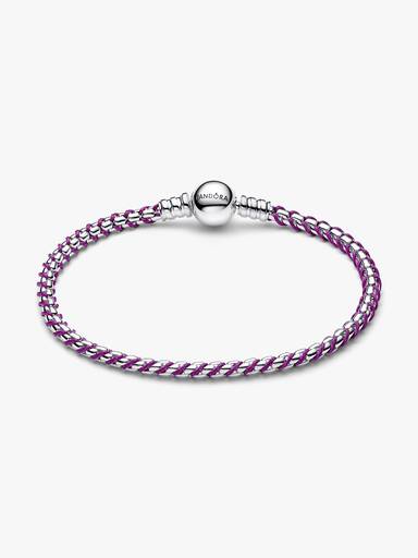 Brazalete de cadena tipo caja de cordón púrpura