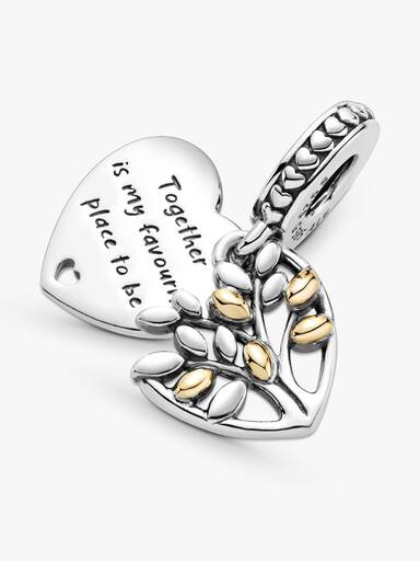Family tree sterling silver and 14k dangle