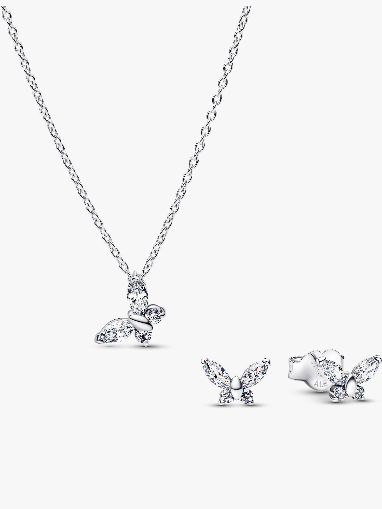 Set de joyas de mariposa con piedras transparentes brillantes