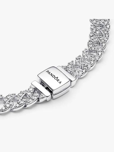 Brazalete de cadena cubana en pavé de Pandora Timeless