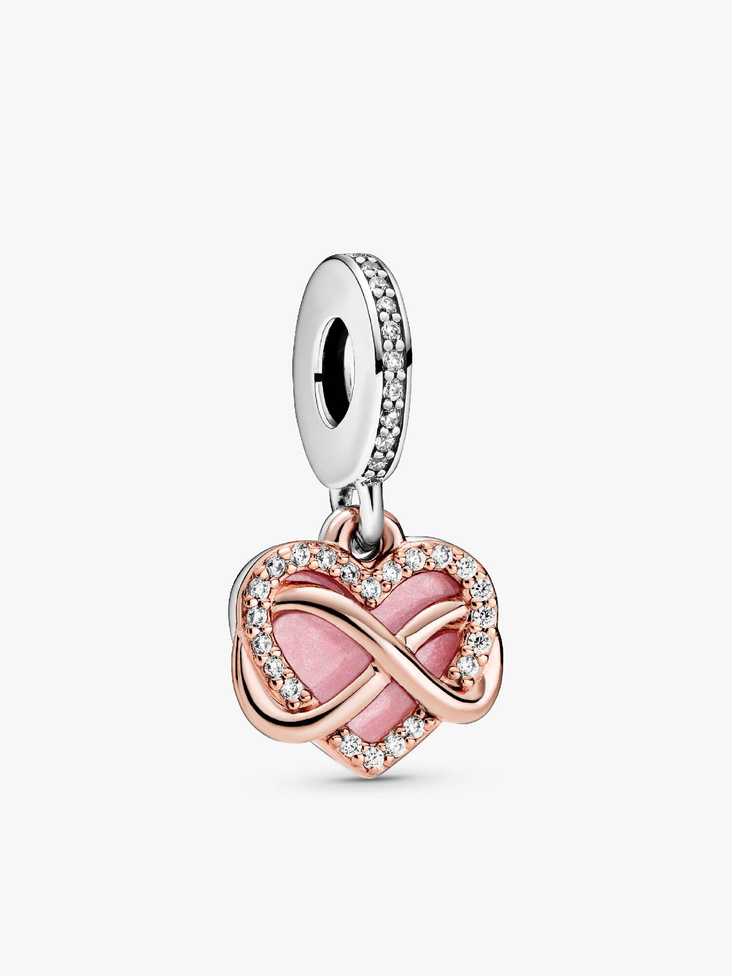 Charm colgante Corazón con Infinito resplandeciente