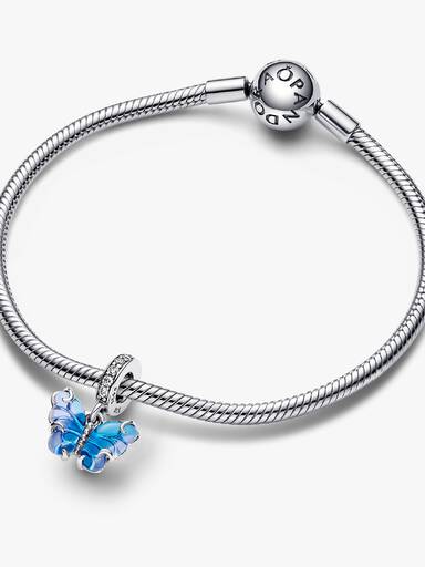 Charm Colgante Mariposa de Cristal Murano azul
