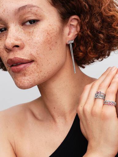 Anillo Moño rosado brillante