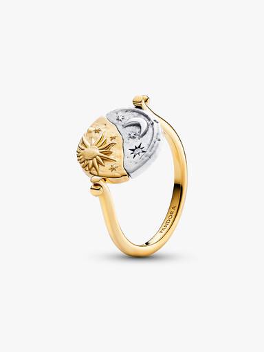 Anillo medallón reversible Sol y Luna