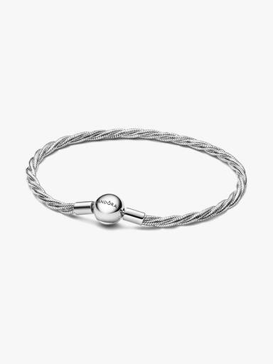 Cadena de serpiente trenzada con broche redondo de Pandora