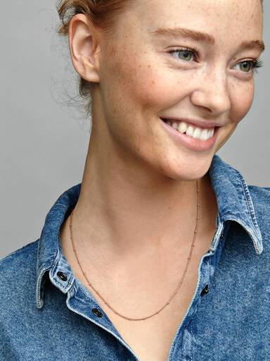 14k Rose gold-plated beaded necklace